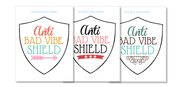 Surround yourself in good energy with our anti bad vibe shield! Hang anywhere to keep the negativity away! Multiple downloads for different color schemes.