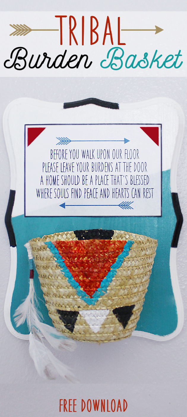 Remind family and visitors to keep negative thoughts outside your home with this beautiful poem and tribal burden basket that you hang on your front porch.