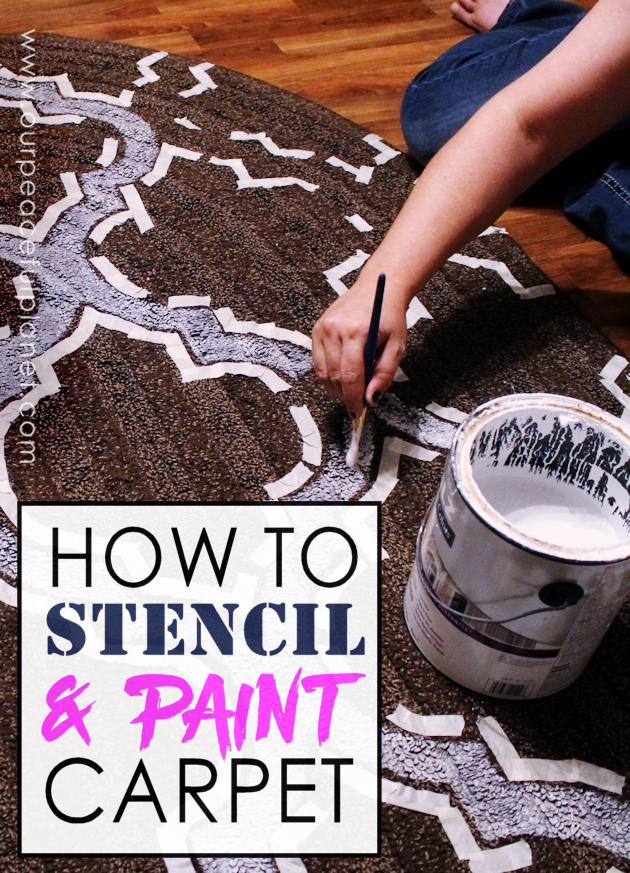 Yes, even carpets can get a makeover! Whether it’s a larger area rug or a throw rug, you can paint carpet using a stencil and regular interior latex paint.