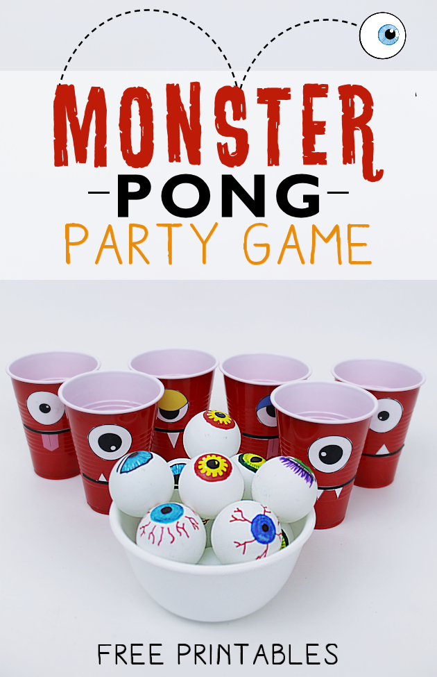 Make a creepy fun monster eye pong party game with plastic cups & ping pong balls. (Beer pong was never this awesome.) Kids & adults alike will love it!
