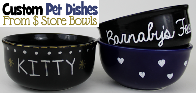 Personalized Dog Bowls from Dollar Store Dishes