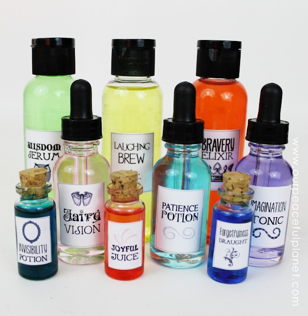 The power of imagination is undeniable. Make a Positive Potions Kit to inspire your kids. 25 free printable labels and instructions. (Fun for adults too!)