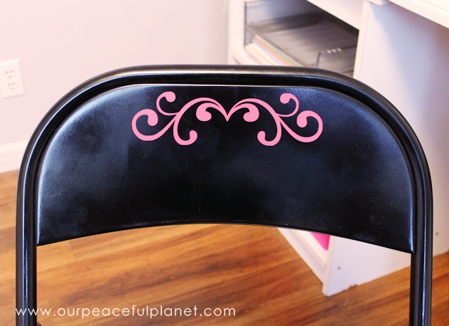 We'll show you how to easily do a folding chair makeover with some spray paint and vinyl labels for a classy, quick and inexpensive addition to any room!