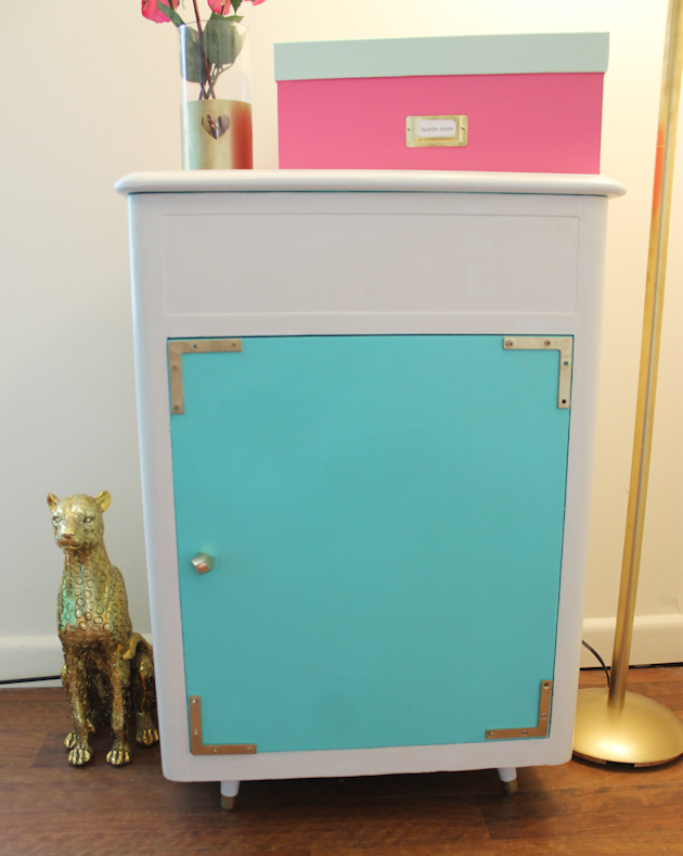 Refurbishing furniture can be as easy as giving it a new coat of paint. And when you pick bright contrasting colors you've got a gorgeous statement piece!