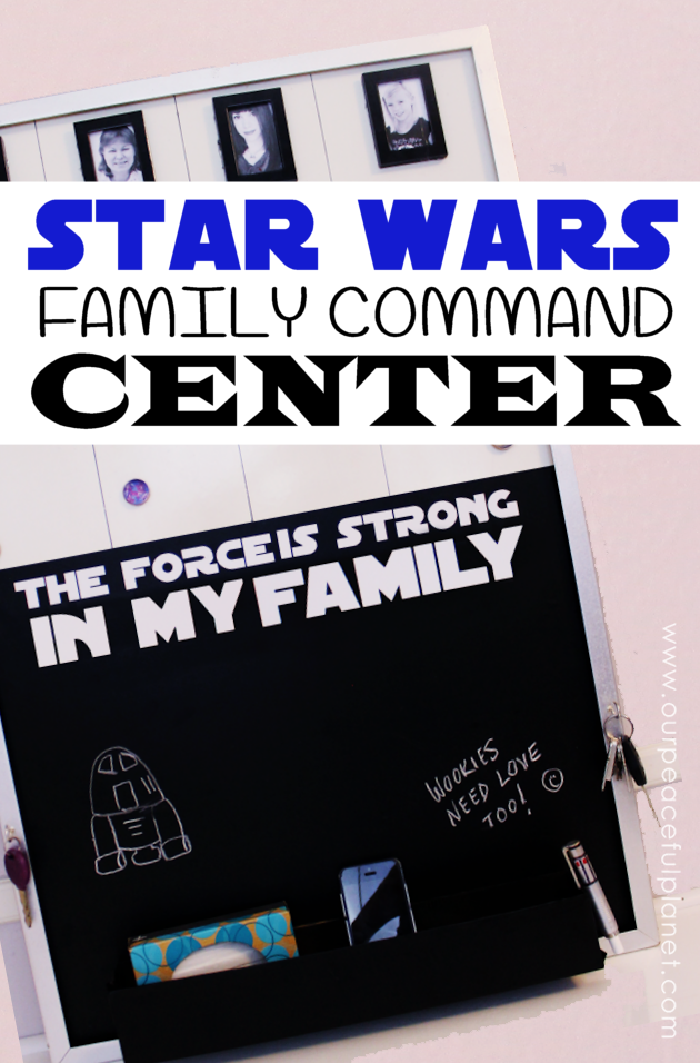 Make a Star Wars Family Command Center! Use our free printable quote and planets for magnets. Then you too can say "The Force is Strong in My Family"!