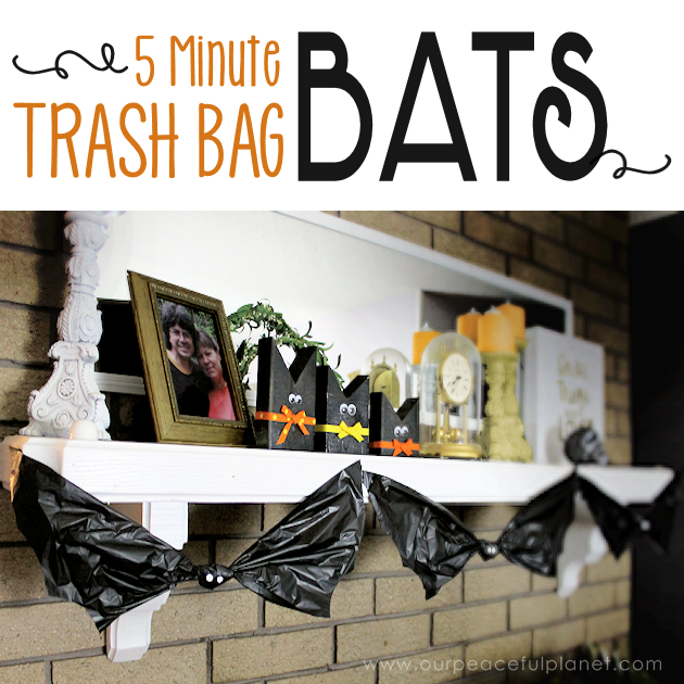 Need quick, low cost awesome looking Halloween decorations? Go to your cupboard, grab some black plastic trash bags & make a large creepy bat in 5 minutes!