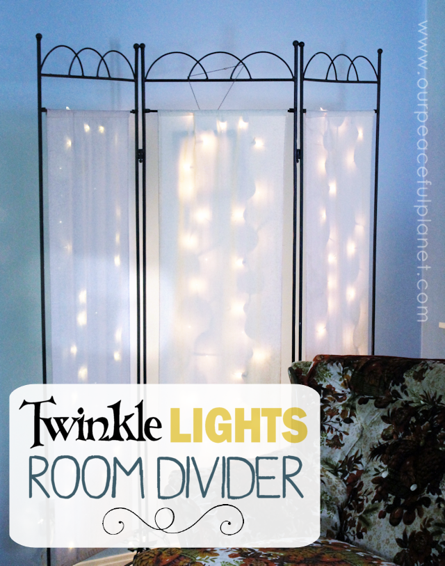 You can never have too many twinkle lights! Learn how to transform a plain room divider into something magical with some twinkle lights and safety pins! 