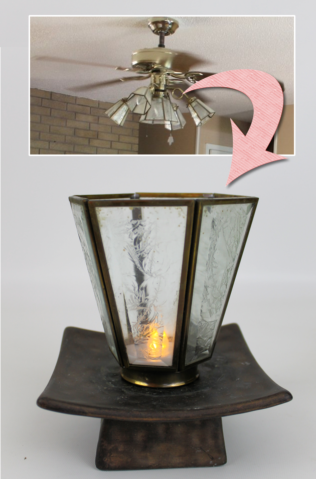 This beautiful illuminated upcycled decor light was made from the covers on an old ceiling fan. Learn to look past what something is to what it can become.