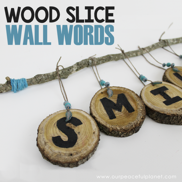 Get verbal on your walls with unique wood slice diy room decor. This wall art costs virtually nothing and is so simple to make. Use it for names, words etc. 