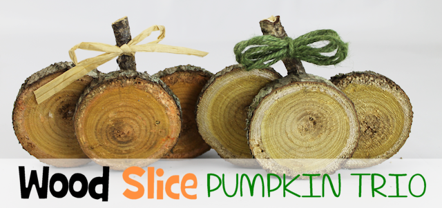 Easy DIY Fall Decorations : Wood Slice Pumpkin Trio